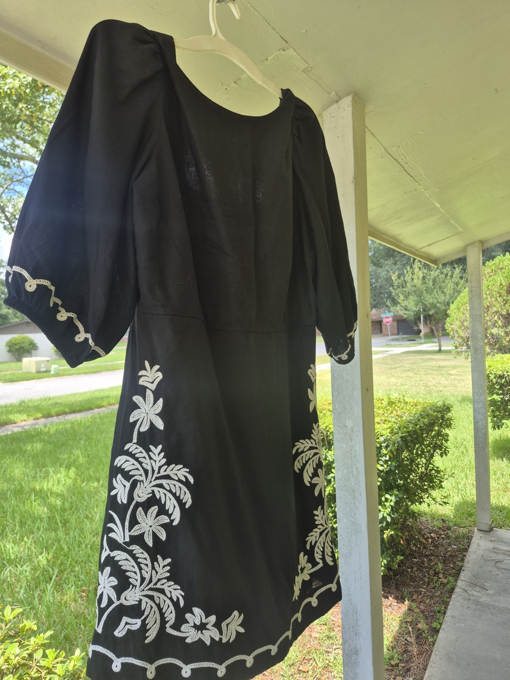 Ann Taylor Black Mini Dress with White Embroidered Trim - Picture 12 of 15